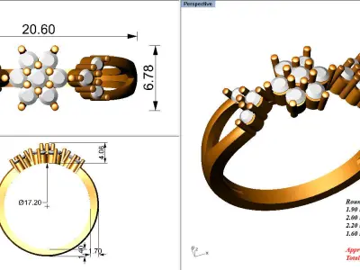rings with diamond  3D print model