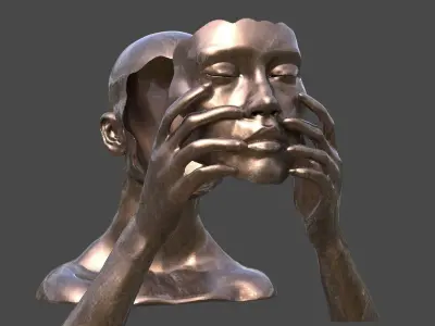 Garden Face sculpture face larger  3D model