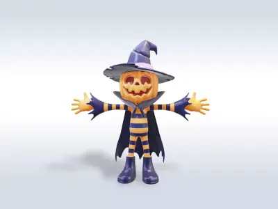 Jolly Pumpkin halloween Character 3D model 3D model