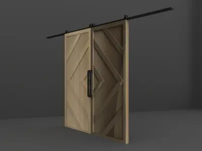 Sliding Wood Door 3D model