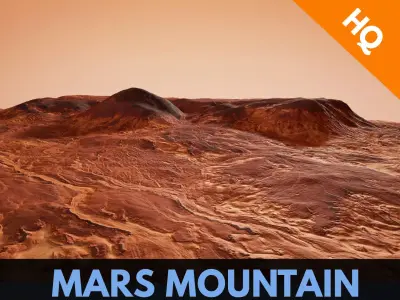 Mars Planet Landscape Desert Mountain Cliffs PBR Low Poly 02 Low-poly 3D model