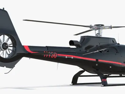  H130 Fenestron Tail Rotor Helicopter Black Simplified 