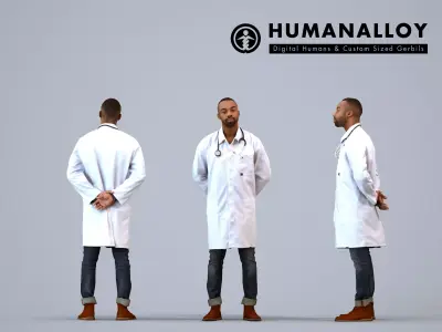 00184Terrell007 - Adult Black male waiting in architectural 3D model