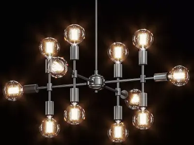 Enzo 12 Light Matte Gray Pendant 3D model