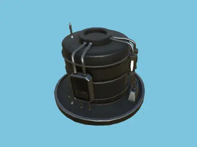 Steampunk Hat 03 Dark Black - SciFi Character Design Low-poly 3D model