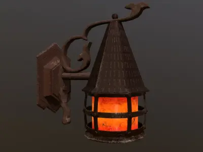 Low-poly street wall lamp Low-poly 3D model