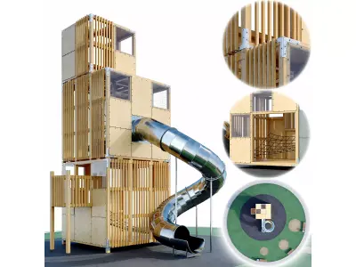 Children play complex Tower 3D model