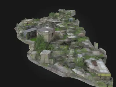 Desolate Island City  Abandoned Urban Environment Model 3D model