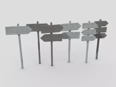 Wooden Sign Set Low-poly 3D model