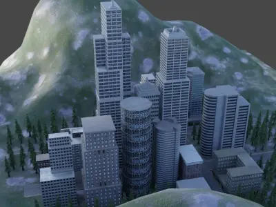 Modern City Building Pack Collection Low-poly 3D model