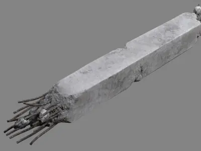 Damaged Concrete Column 03 v2 Low-poly 3D model