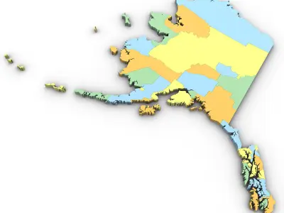 Alaska Political Map 3D model