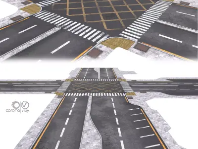 Road 01 Low-poly 3D model