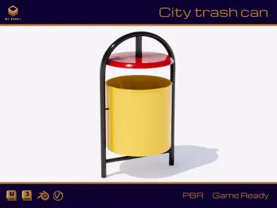 City trash can Low-poly 3D model
