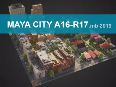 Realistic City District A16-R17 MAYA Low-poly 3D model