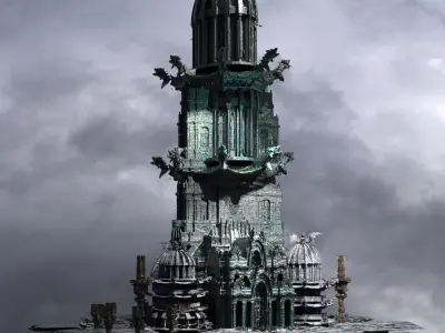 Haunted Halloween crystal mansion tower 2 3D model