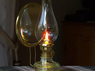 Kerosene lamp with mirror reflector 3D model