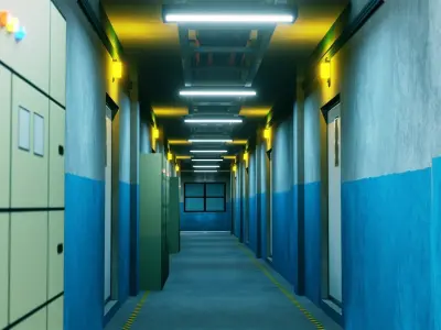 Modular Basement Corridor - Game Ready - PBR Low-poly 3D model