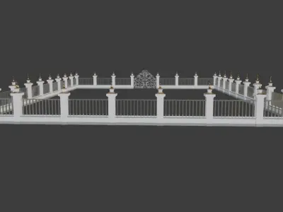 Gate and wall 3d model 3D model