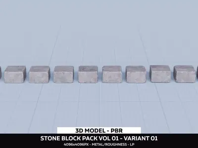 Stone Block Pack Vol 01 - Variant 01 Low-poly 3D model