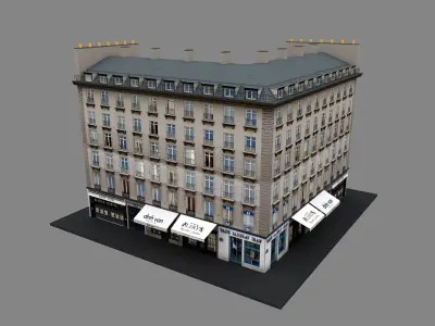 Typical Parisian Apartment Building 02 Low-poly 3D model