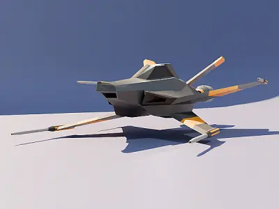 Lowpoly space mouse spaceship Low-poly 3D model