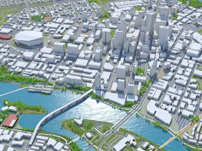 Minneapolis Downtown Minnesota USA Low-poly 3D model