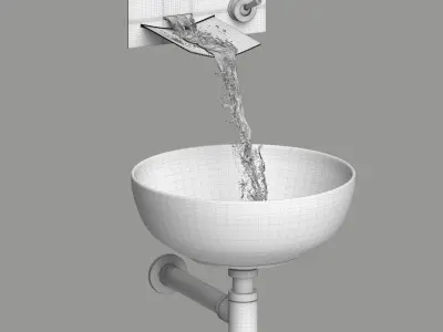 led wall faucet and sink 3D model