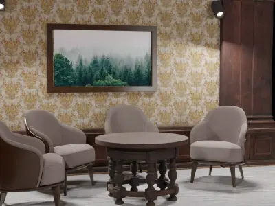 Interior of the hall with plan ArchiCAD 3D model