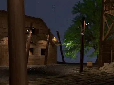 Village exterior  Low-poly 3D model