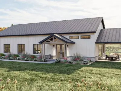 Modern Bungalow House 3D Model  with  Interior  Exterior Renders 3D model