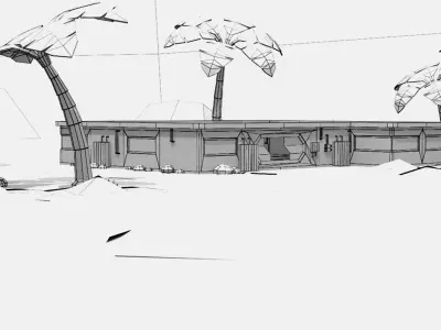 Desert Base Low Poly Sci-Fi Modular Pack Low-poly 3D model