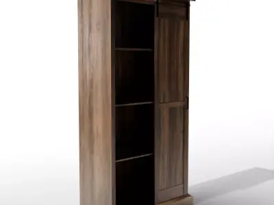 Modern Farmhouse Grooved Sliding Door Tall Storage Cabinet Low-poly 3D model