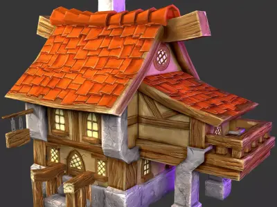 House with roof Low-poly 3D model