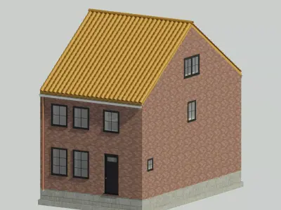 Half-open house with 3 bedrooms - 3D model 3D model