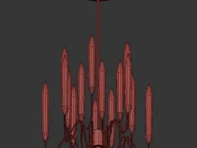 melvin brass chandelier with clear glass rods 3D model