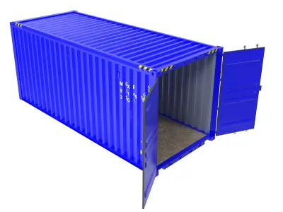 Blue transport 20ft container 3D model