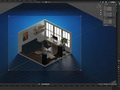 Isometric Study Room 3D model