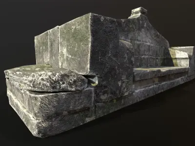 Old Monument Bench Low-poly 3D model