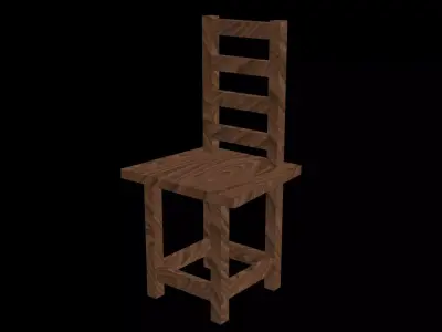 Old Wooden chair Low-poly 3D model
