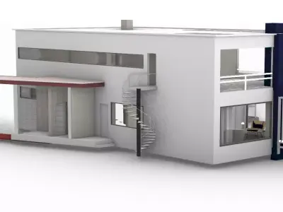 Walter Gropius - Bauhaus - Family House  Low-poly 3D model