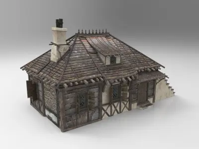 Medieval house fantasy 03 Low-poly 3D model