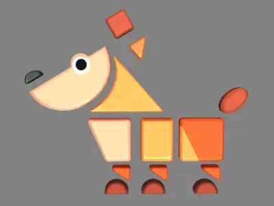 Animal shape blocks - dog toys Low-poly 3D model