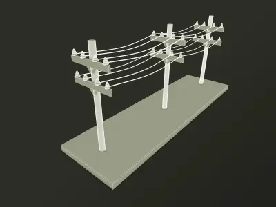 Cartoon Power Lines 3D model