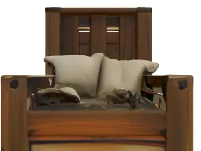 Rustic Wooden Armchair with Cushions Low-poly 3D model