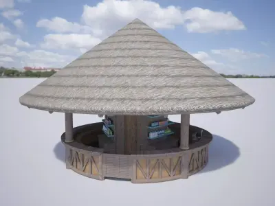 Conical Thathc Roof Pavilion Bar Kiosk 3D model