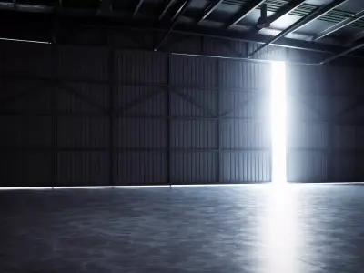 Empty Garage Environment   Industrial Warehouse Low-poly 3D model