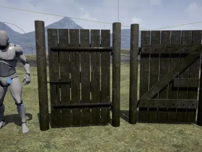 Old wooden doors Low-poly 3D model