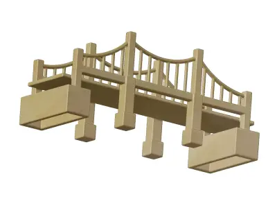 Wooden Premium Suspension Bridge Toy 3D model
