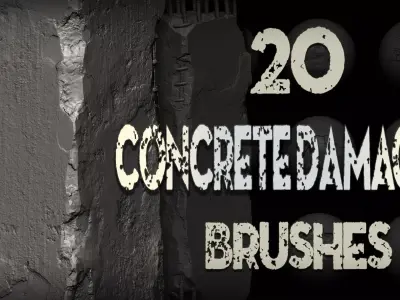 20 Concrete Cracks and Damages Brush  Alphas Texture